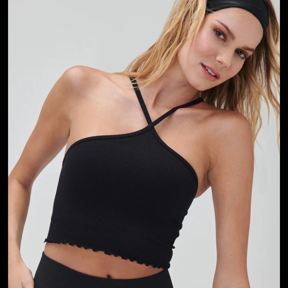 Spiritual Gangster Black Seamless Halter Top size M/L